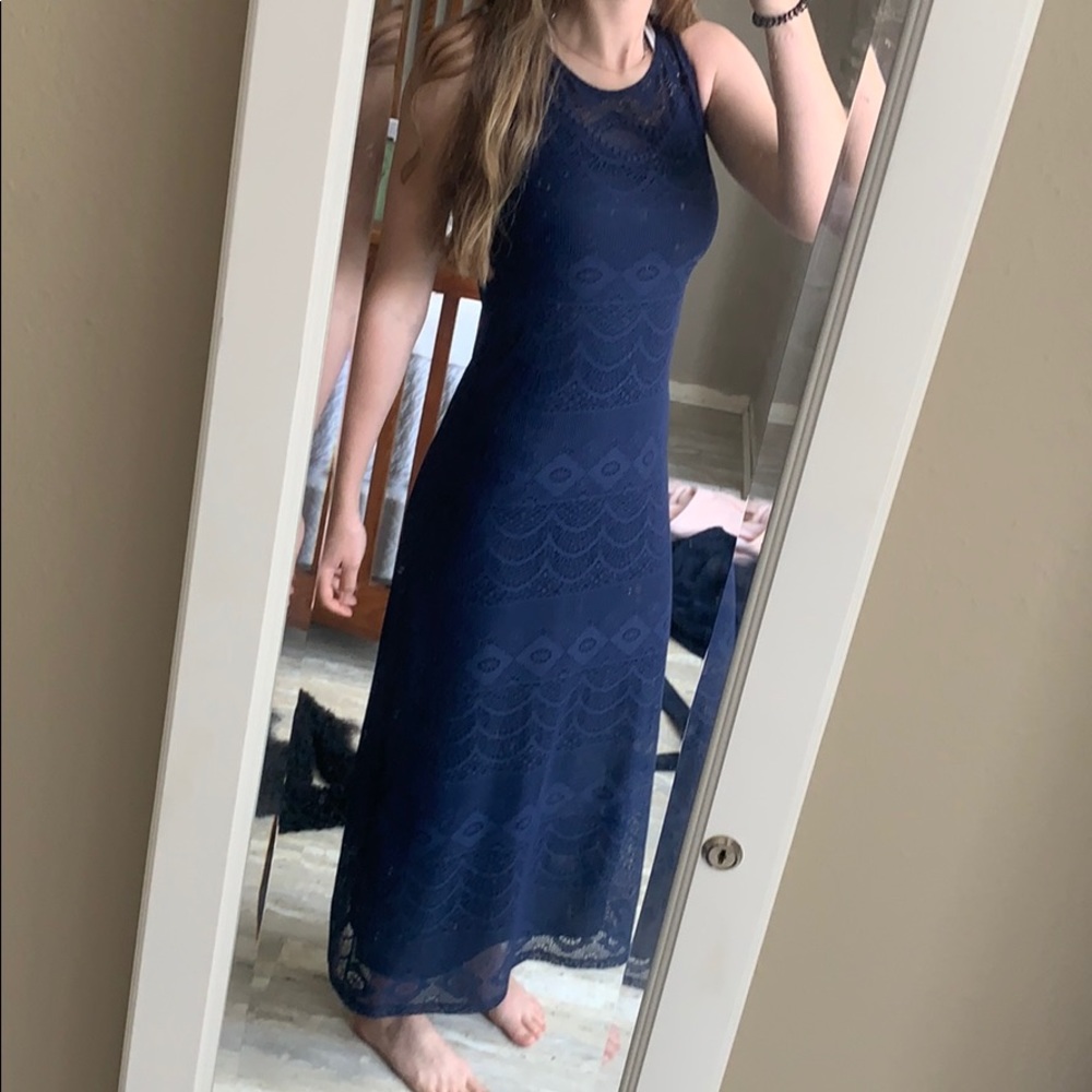 long blue dress